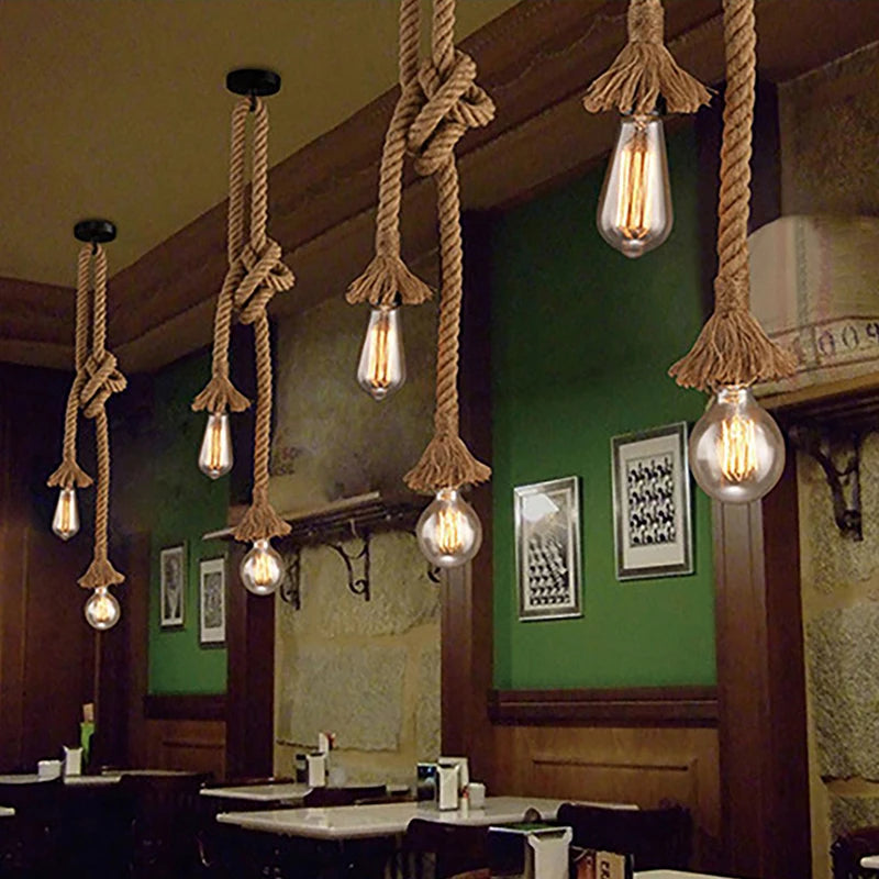 Vintage Hemp Rope Pendant Lamp – Industrial Hand-Woven Light Pendant Lamp Axl