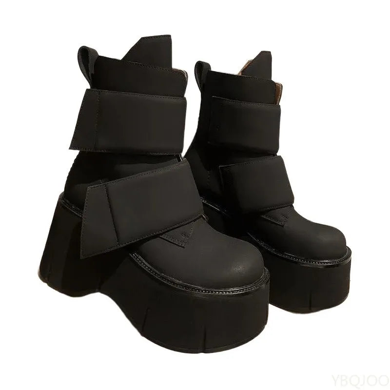 Women's Platform Wedge Mid-Calf Boots – Thick Sole Height Boost Platform Wedge Boots Axl