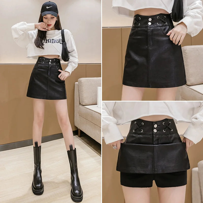 Women's High Waist PU Leather Shorts – Slim Fit S–2XL Faux Leather Shorts Axl