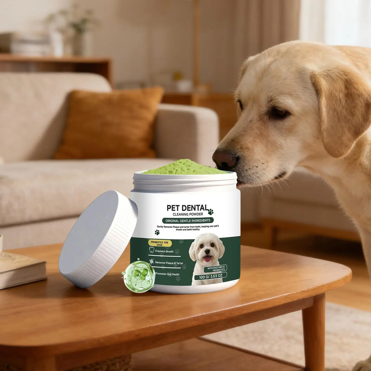 Dog Teeth Cleaning Powder – No Brushing, All Breeds & Cats Pet Dental Powder Axl