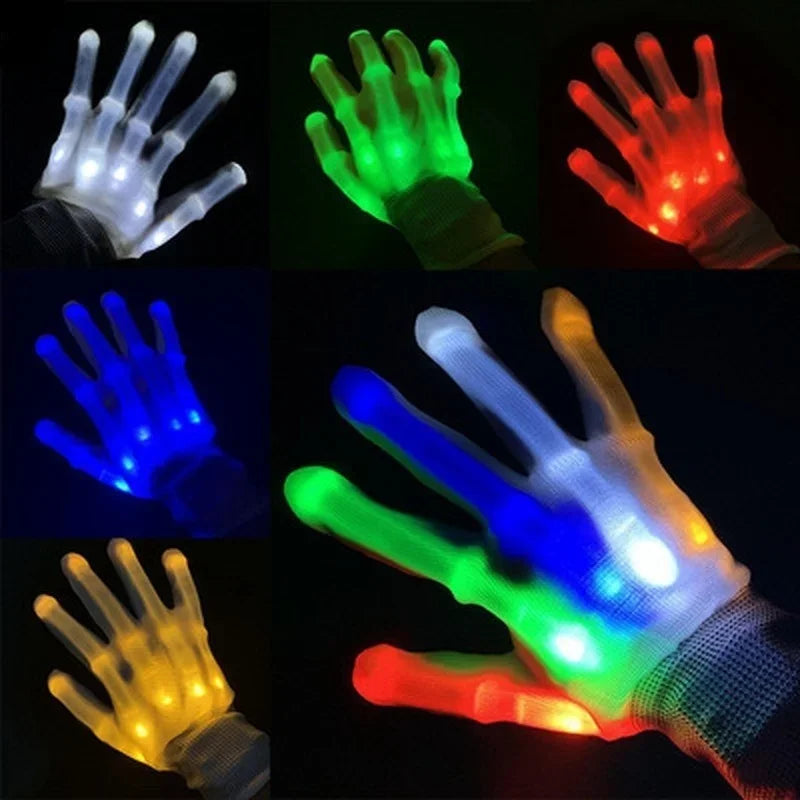 LED Light-Up Skull Gloves – Halloween Party Glow Gloves LED Party Gloves Axl
