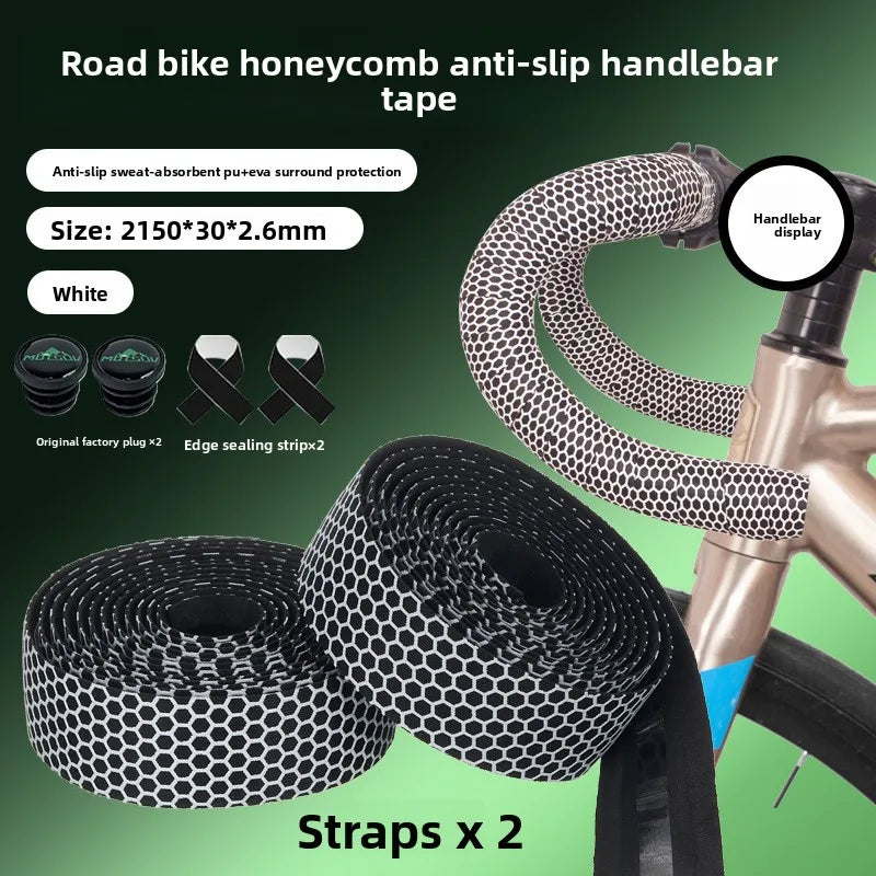 Road Bike Handlebar Tape – Silicone Honeycomb Non-Slip Bar Wrap Handlebar Tape Axl White