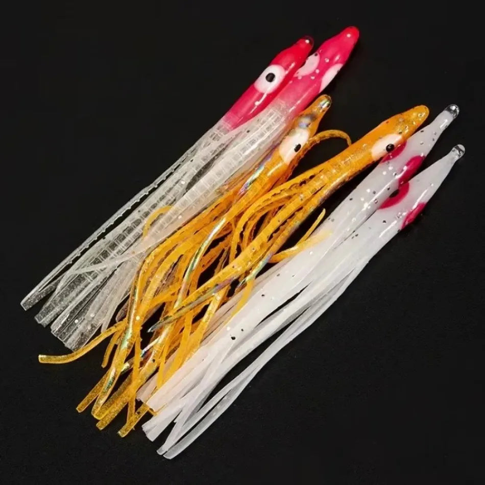 10-Pack Luminous Squid Skirt Fishing Lures | Soft Rubber Bait Fishing Lures Axl