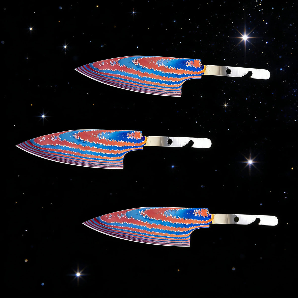 Hand Forged Titanium Damascus Blank Blade Fruit Knife – No Handle Blank Blade Knife Axl Knife Blade-3PCS