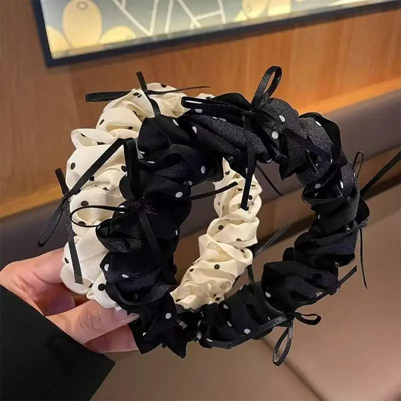 Vintage Polka Dot Bow Headband – Women's Princess Hairband Hair Headband Axl