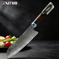 XITUO 8-Pc Damascus Steel Chef Knife Set | Resin Handle Chef Knife Set Axl Santoku Knife
