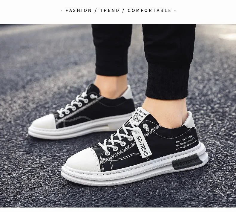 Men's Canvas Lace-Up Sneakers – Breathable Casual Walking Shoes Canvas Sneakers Axl