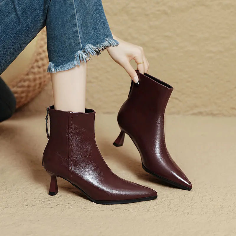 Women's Pointed Toe Stiletto Ankle Boots with Side Zip Stiletto Ankle Boots Axl