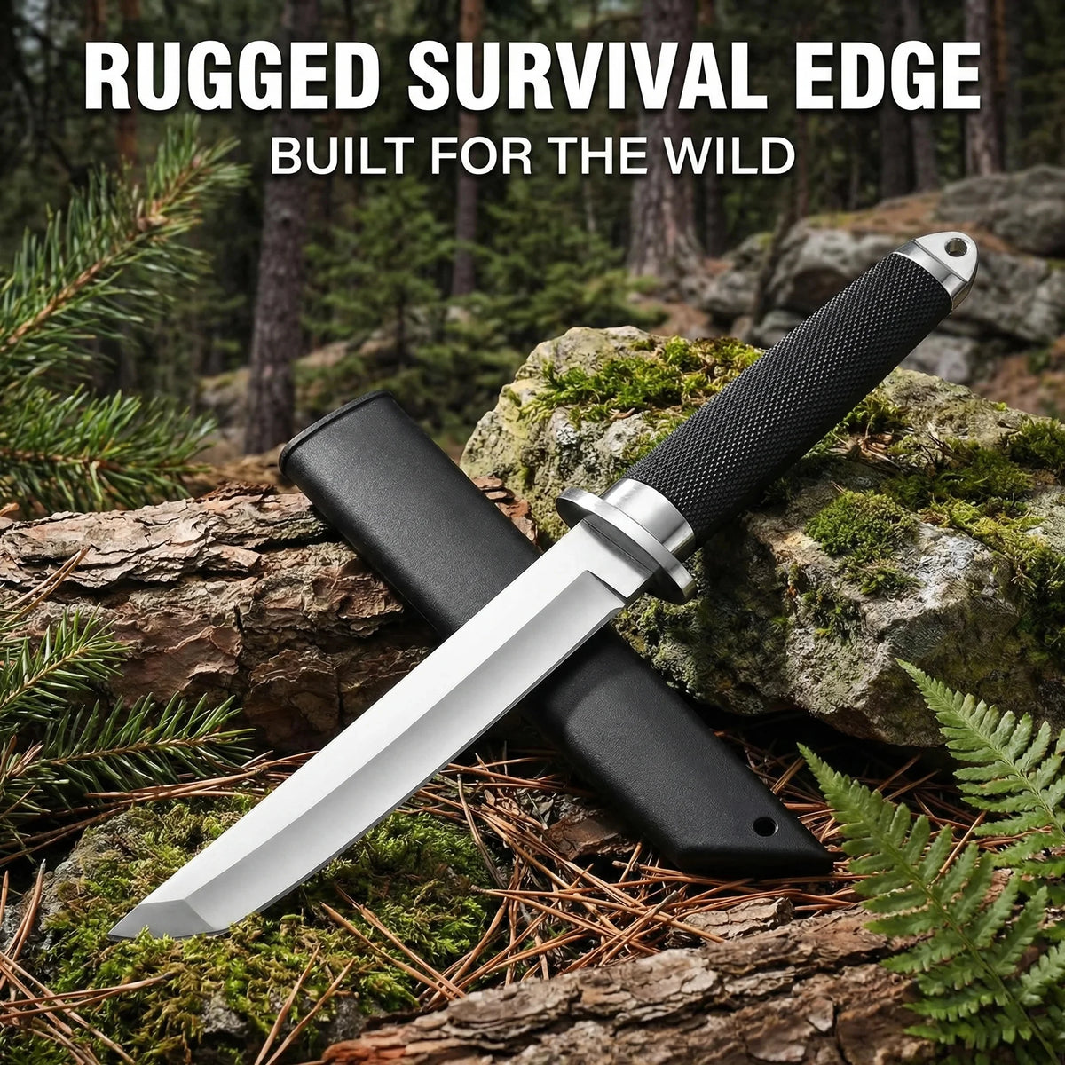 Japanese Fixed Blade Camping Survival Knife | Dragon Bone 22.5cm Fixed Blade Knife Axl