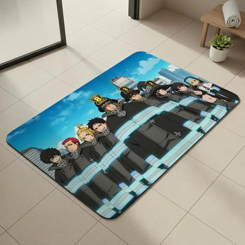 Anime Fire Force Diatomite Bath Mat – Quick Dry Non-Slip Diatomite Bath Mat Axl White4 40x60cm