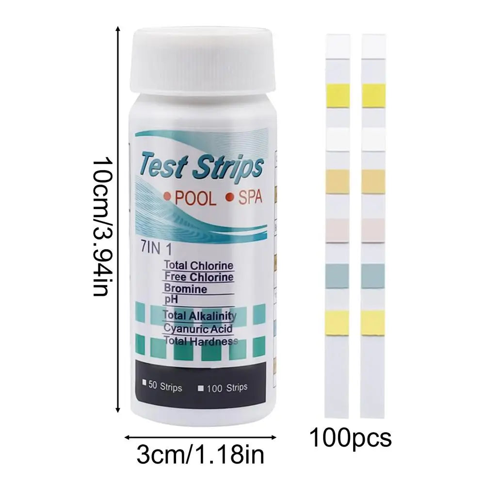 100-Pack 7-in-1 Aquarium Water Test Strips – pH Pool & Spa Kit Water Test Strips Axl White