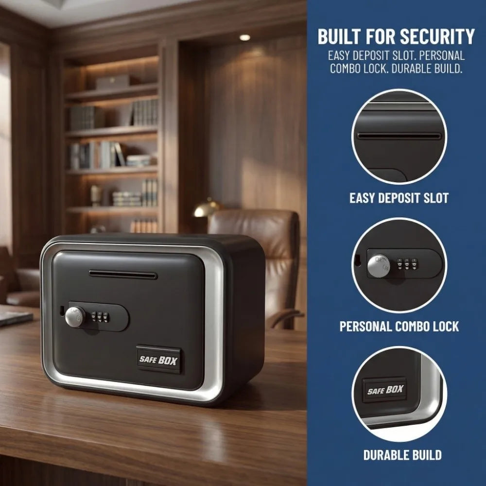 Password Lock Piggy Bank Mini Safe Box – Kids Coin & Bill Slot Kids Piggy Bank Safe Axl