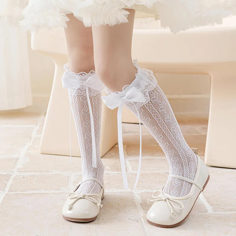 Women's Lace Mid-Tube Socks – Lolita Jacquard Princess Style Lace Knit Socks Axl 1pairs-3 One Size