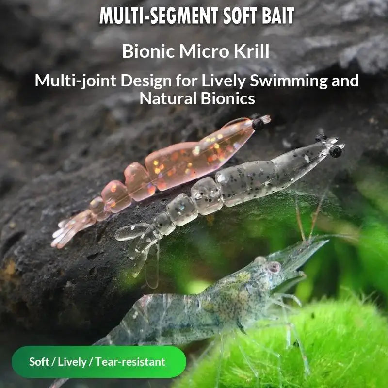 20PCS Mini Soft Worm Shrimp Fishing Lures – 40mm Silicone Bait Soft Fishing Lures Axl