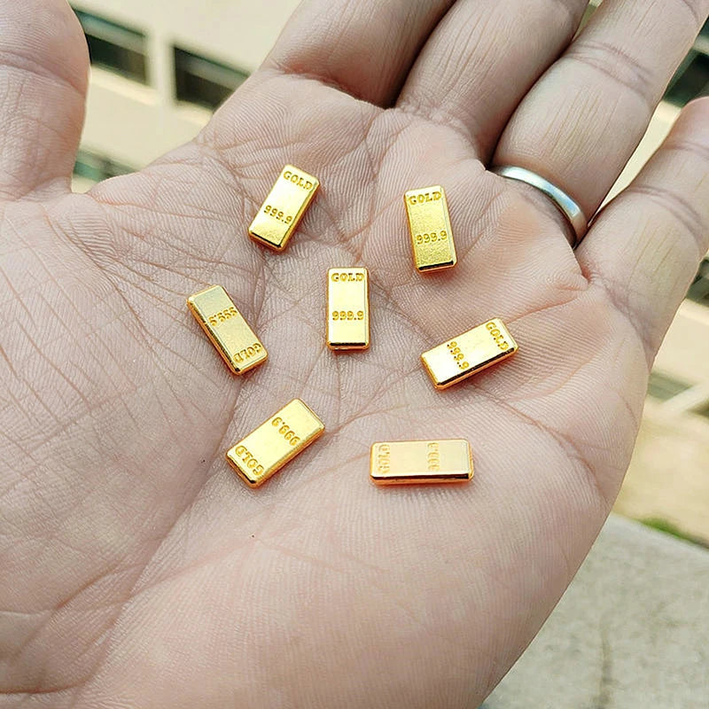 50 Pc Miniature Gold Bar Set – Dollhouse Decor & Pretend Play Dollhouse Miniatures Axl