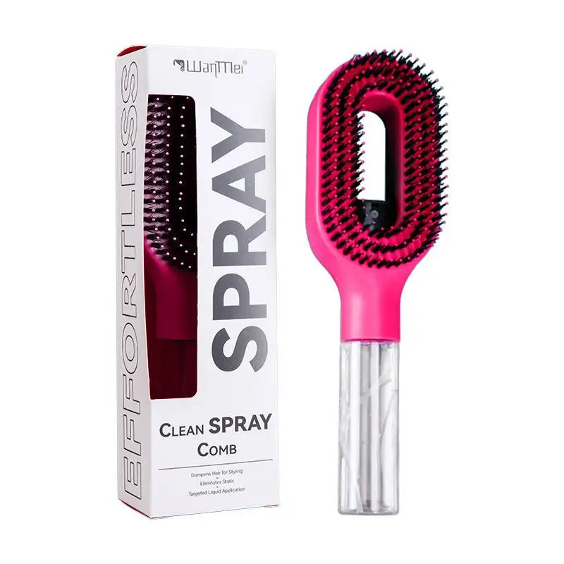2-in-1 Detangling Spray Hair Brush with Refillable Mist Tank Spray Detangling Brush Axl A6