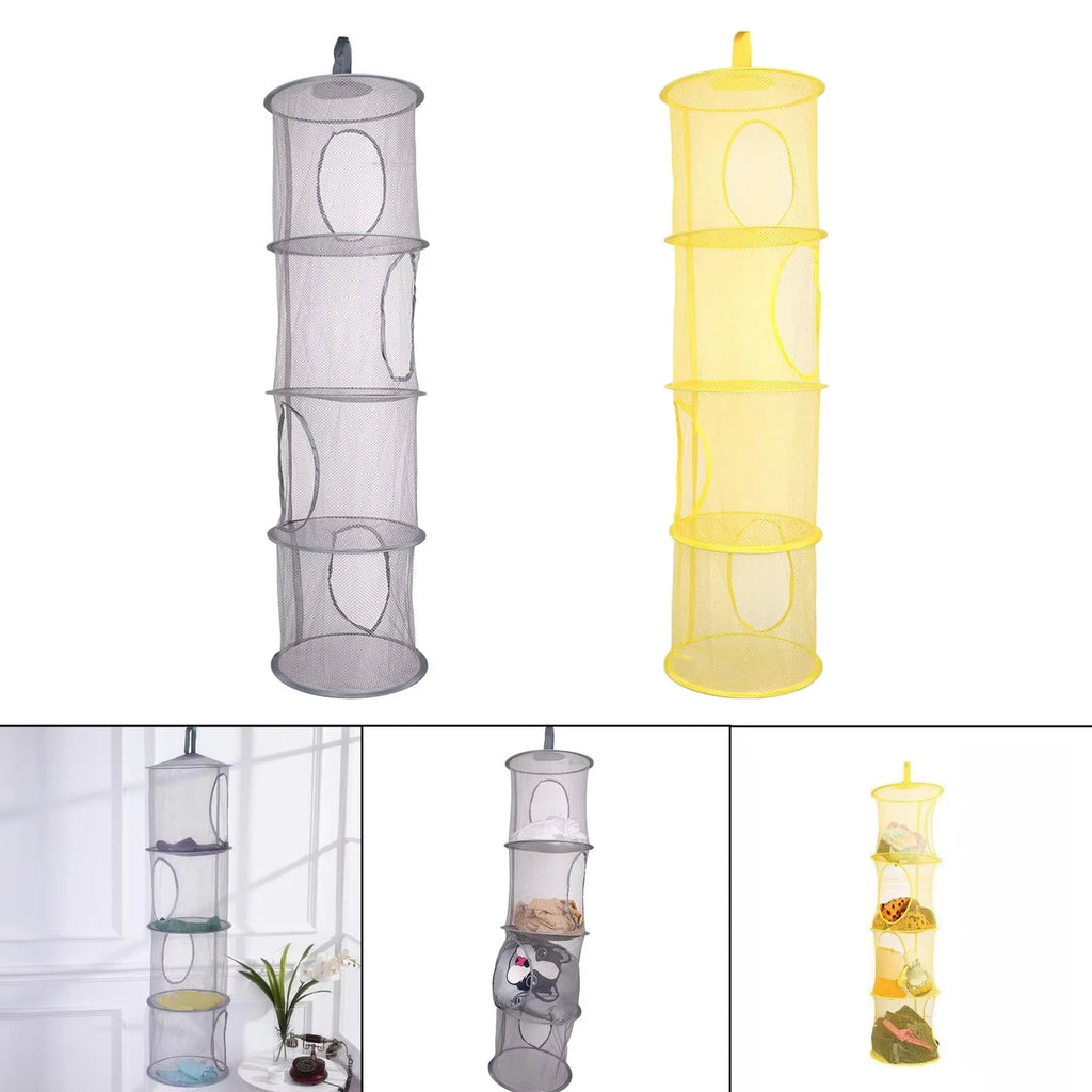 Foldable 4-Compartment Hanging Closet Mesh Organizer Closet Hanging Organizer Axl Grey