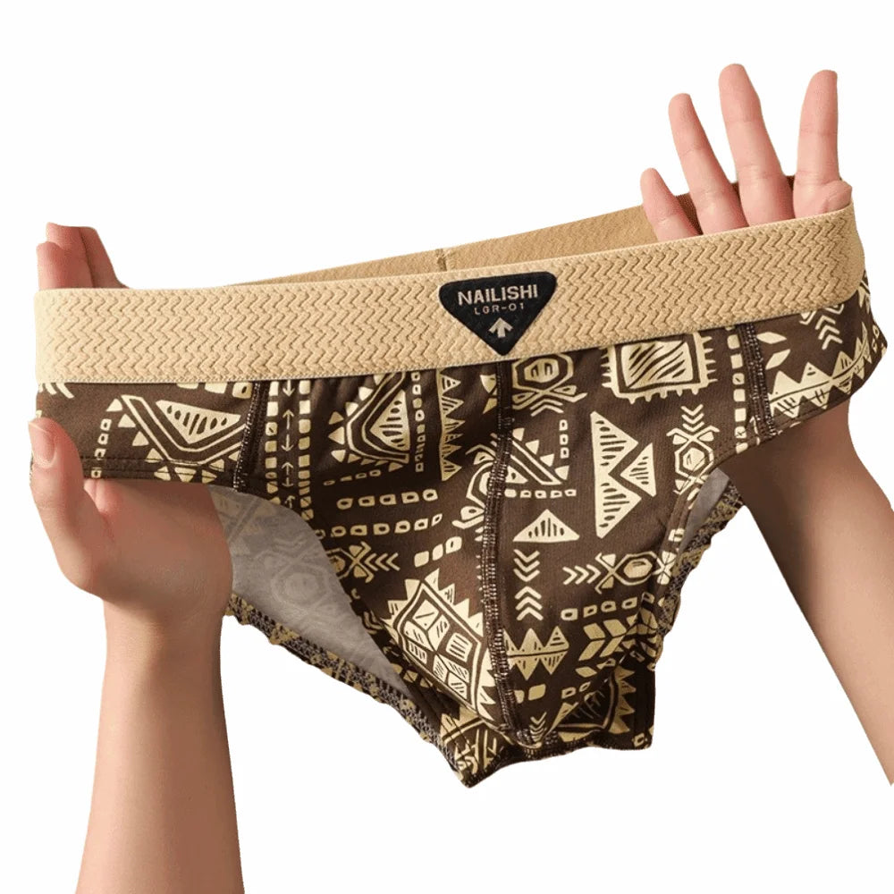 Men's Cotton Mid-Rise Triangle Briefs – Convex Pouch, M–4XL Men's Briefs Axl Brown 4XL