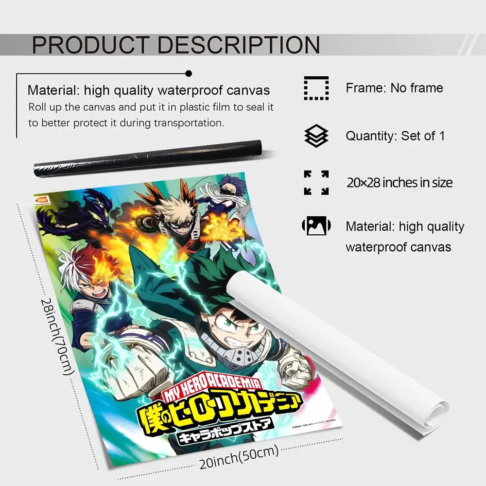 My Hero Academia Anime Canvas Wall Art – Unframed Poster Canvas Wall Art Axl