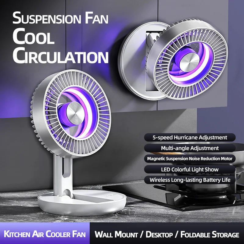 BALASHOV Foldable Desk Fan – 5-Speed LED Light & Type-C Portable Desk Fan Axl