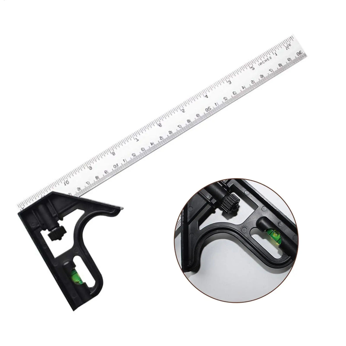 Stainless Steel Combination Square – 45° & 90° Woodworking Ruler Combination Square Ruler Axl