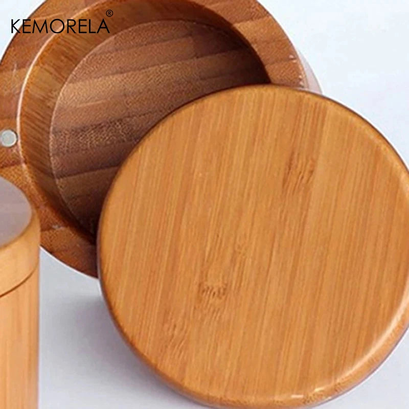 Bamboo Salt Box with Magnetic Swivel Lid | Kitchen Spice Storage Kitchen Spice Container Axl