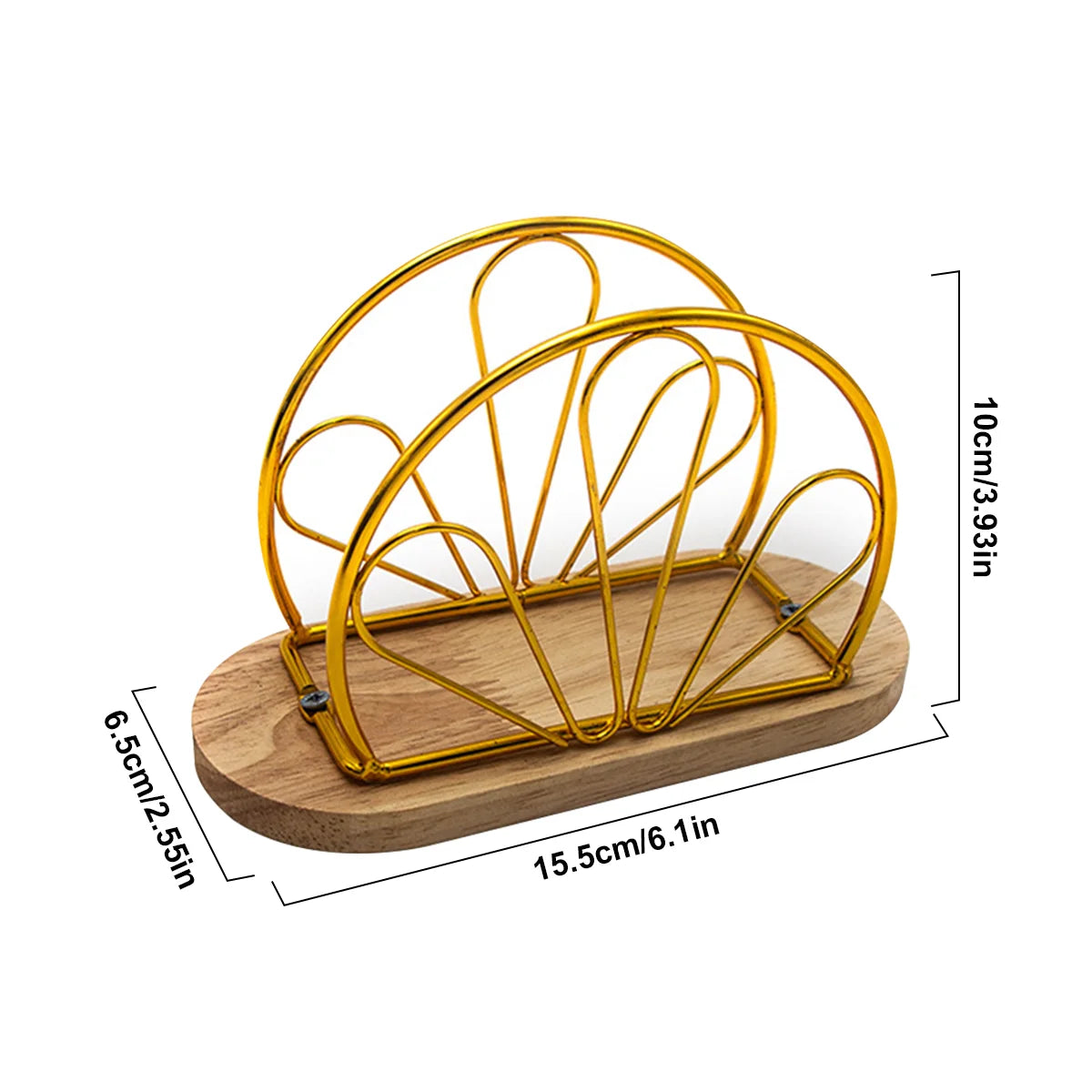 Modern Napkin Holder with Wooden Base | Gold, Black, White Napkin Holder Axl L