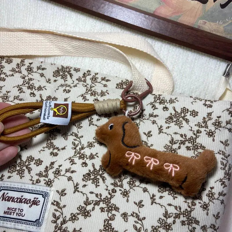 Dachshund Plush Keychain – Cute Stuffed Dog Keyring Pendant Plush Keychain Axl