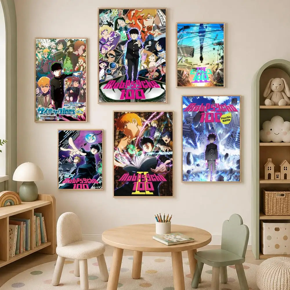 Mob Psycho 100 Anime Self-Stick HD PVC Wall Poster Anime Wall Poster Axl