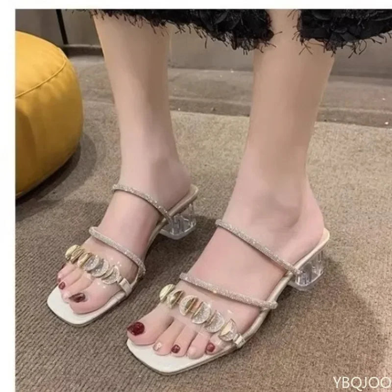 YBQJOO Women's Square Heel Sandals – 2025 Summer Style Block Heel Sandals Axl