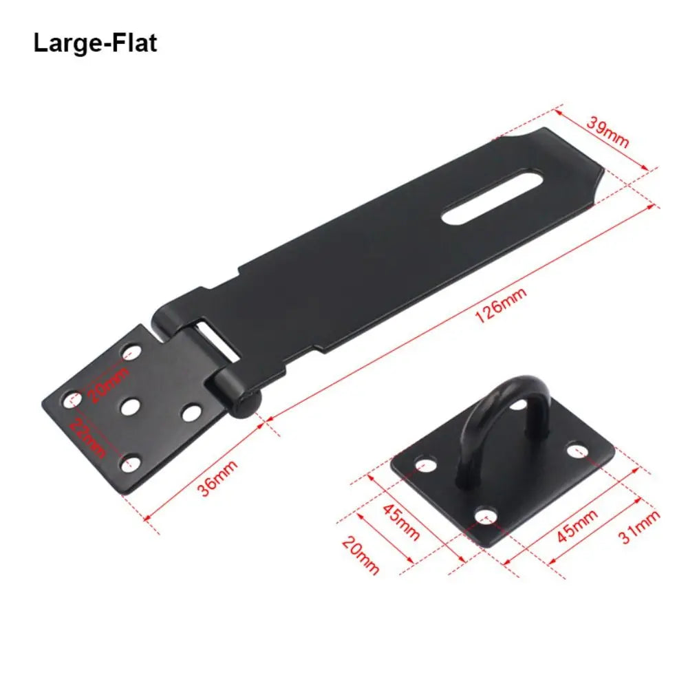 Stainless Steel Padlock Hasp – 90° Right Angle Shed Door Latch Door Security Hasp Axl L-Flat Black
