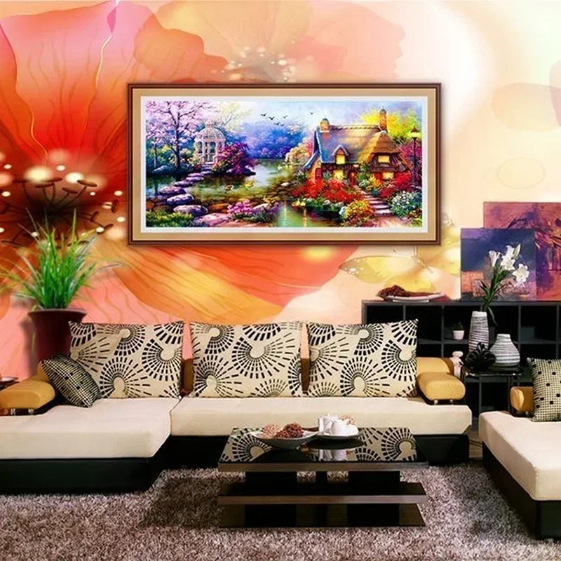5D DIY Diamond Painting Kit – Garden Lodge Landscape 35×70cm Diamond Painting Kit Axl