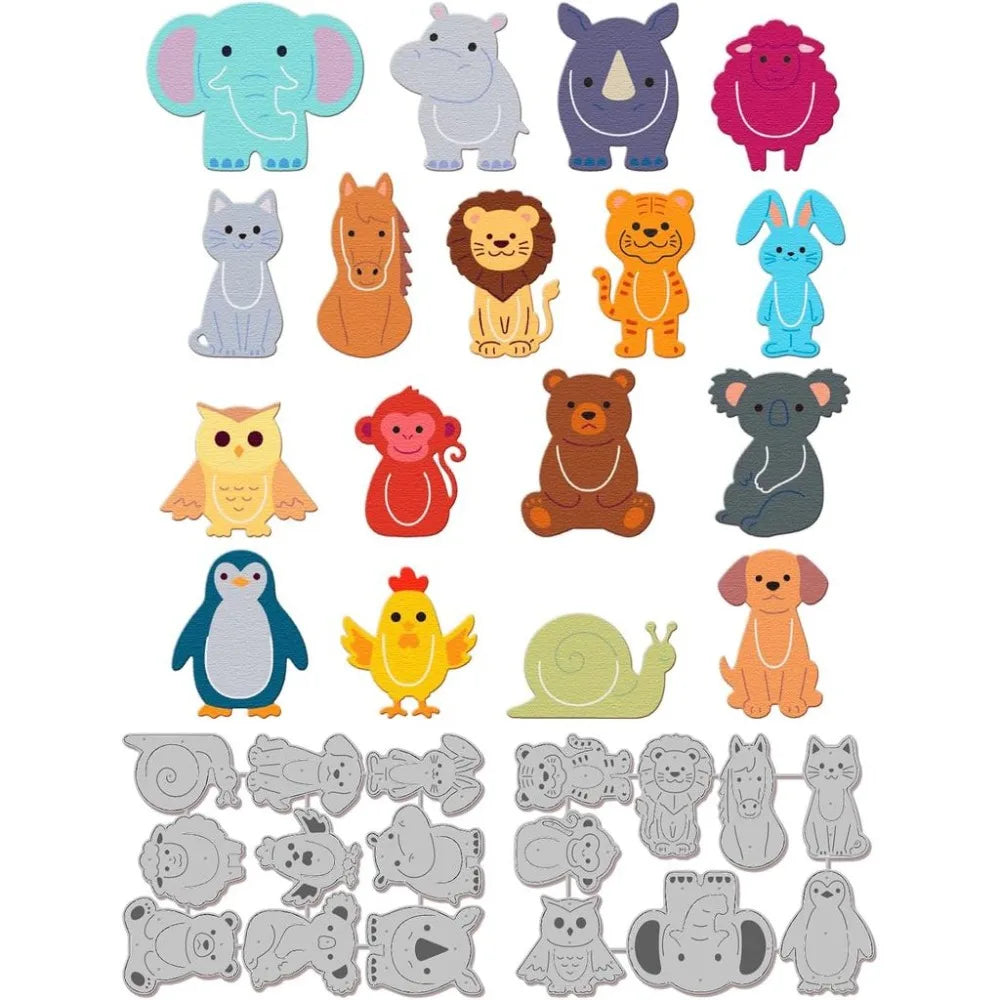 Cartoon Animal Bookmark Cutting Dies – 17pc Metal Die Cut Set Metal Cutting Dies Axl AECH04-19233