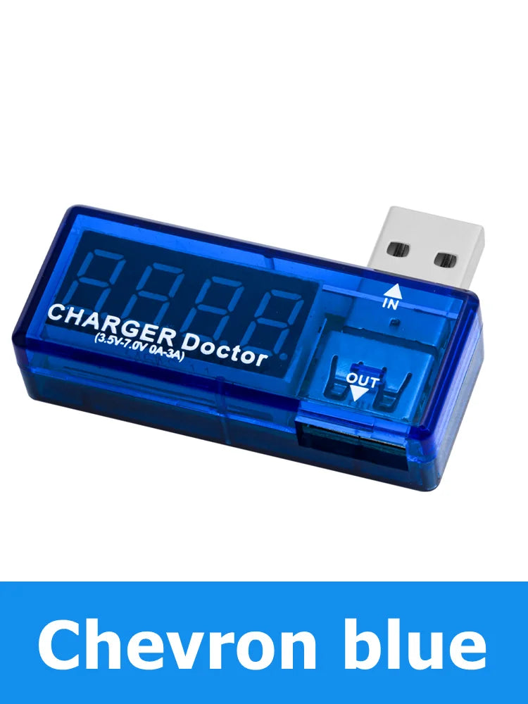 Mini USB Power Tester – Digital Voltmeter & Ammeter USB Charging Tester Axl Chevron blue