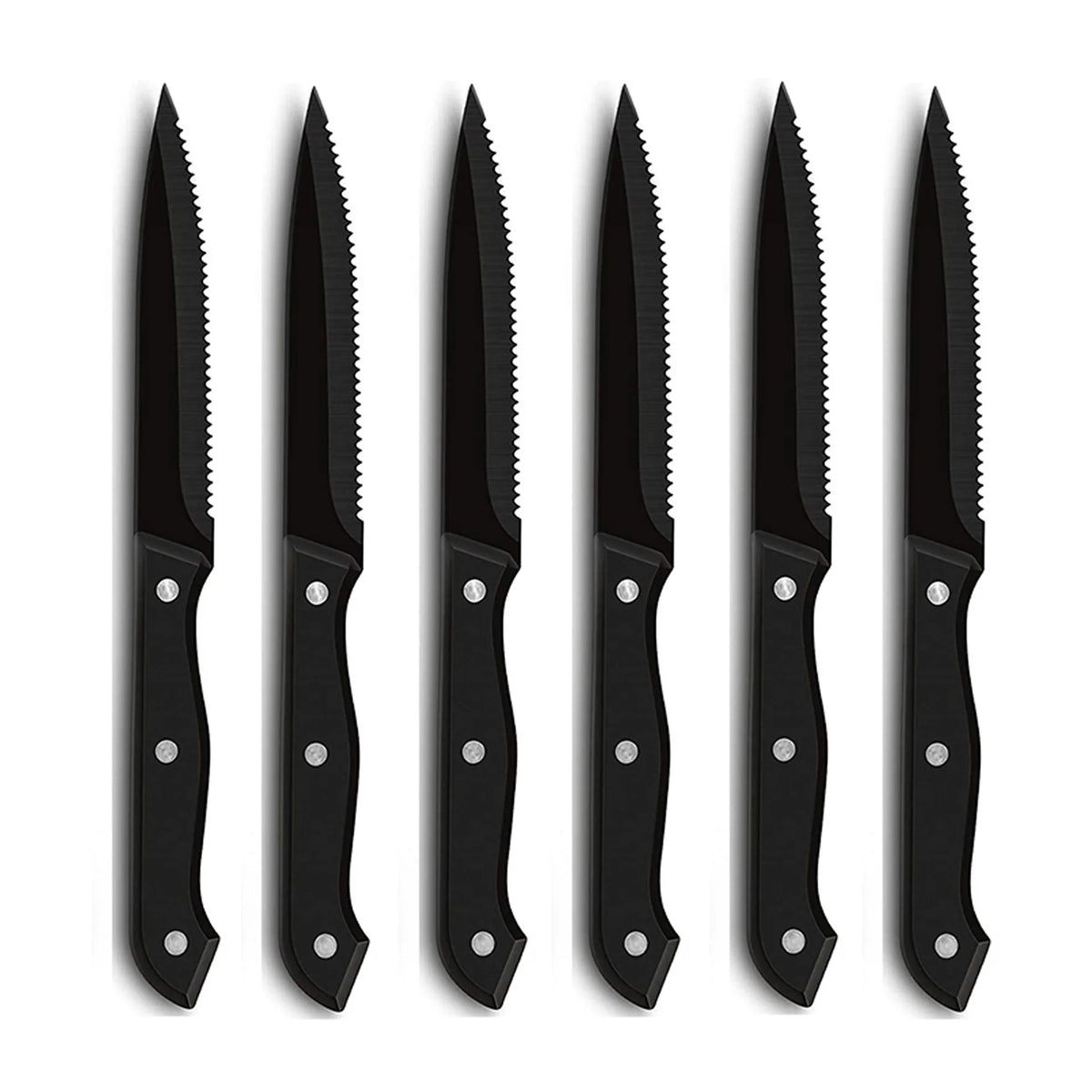 Steak Knives Set 1–12 Pc | Serrated Stainless Steel Dinner Knife Steak Knife Set Axl 6 Pcs Black blade China Mainland