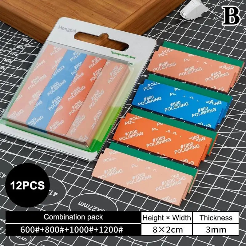 Wet/Dry Sponge Sandpaper Set 9/12 Pcs – #400 to #2000 Grit Sanding & Polishing Kit Axl B