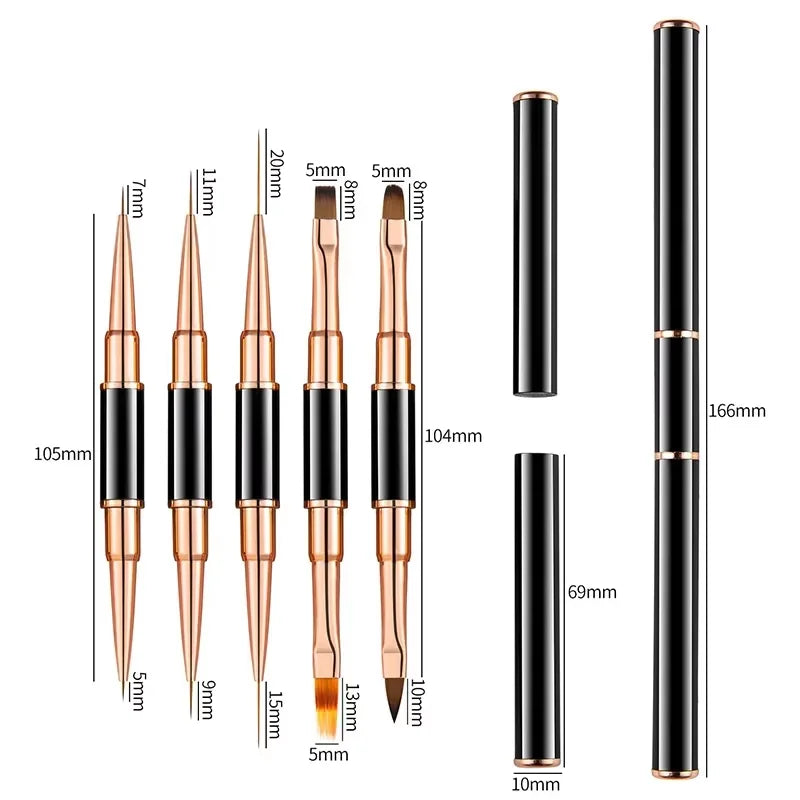 5-Piece Professional Nail Brush Set – Salon Nail Art Tools Nail Art Brush Set Axl 5pcs A