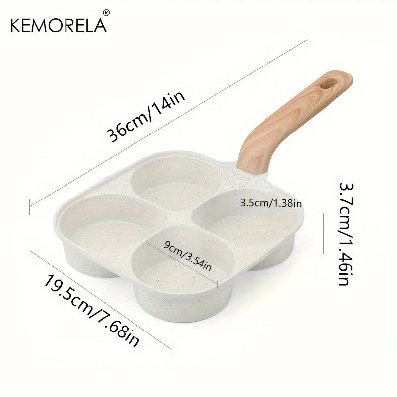 KEMORELA 4-Hole Non-Stick Egg & Burger Pan – Stone Coating Egg Frying Pan Axl 1PCS 16cm-25cm