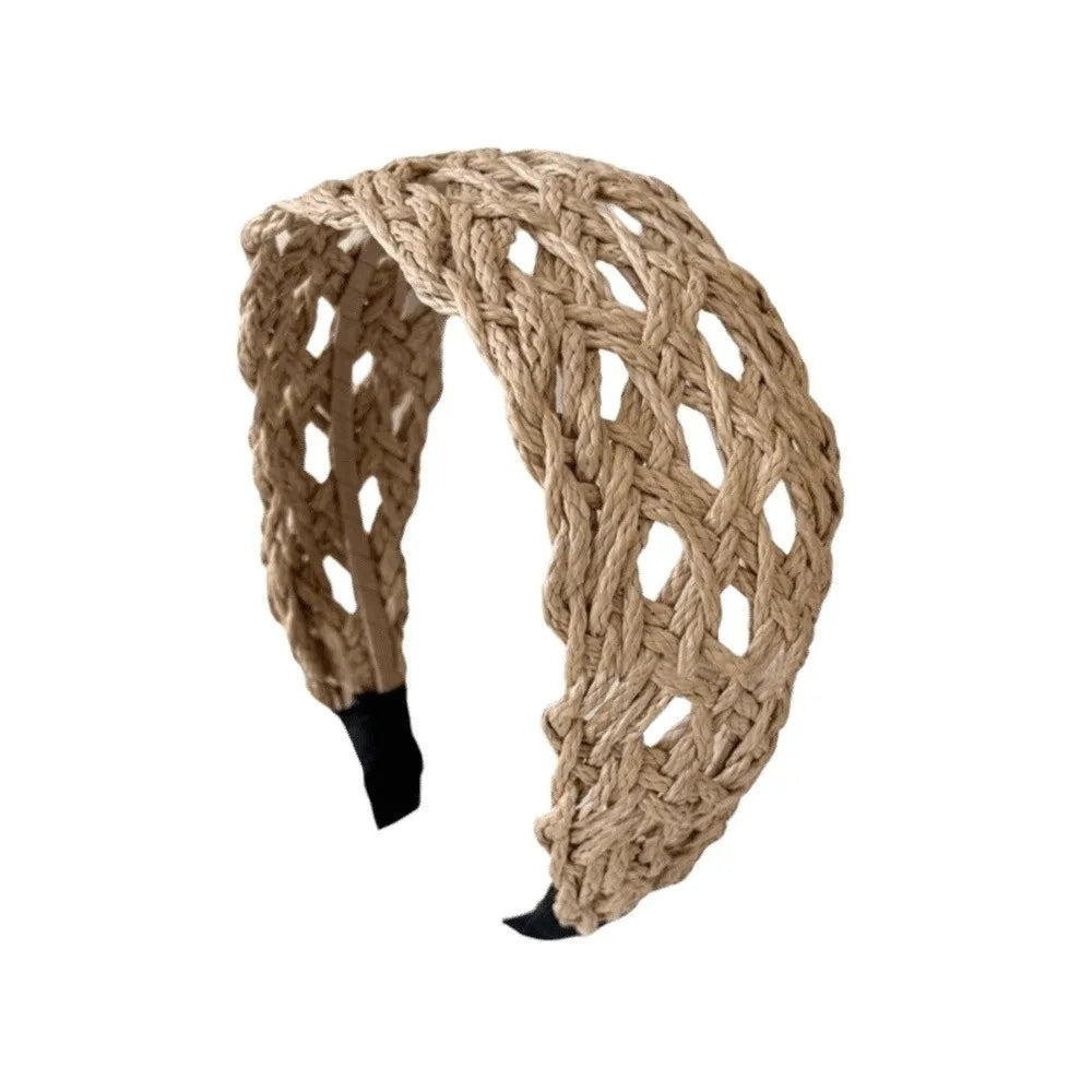 Hollow-Out Woven Straw Headband – Wide Hair Hoop for Women Woven Hair Headband Axl Style 2