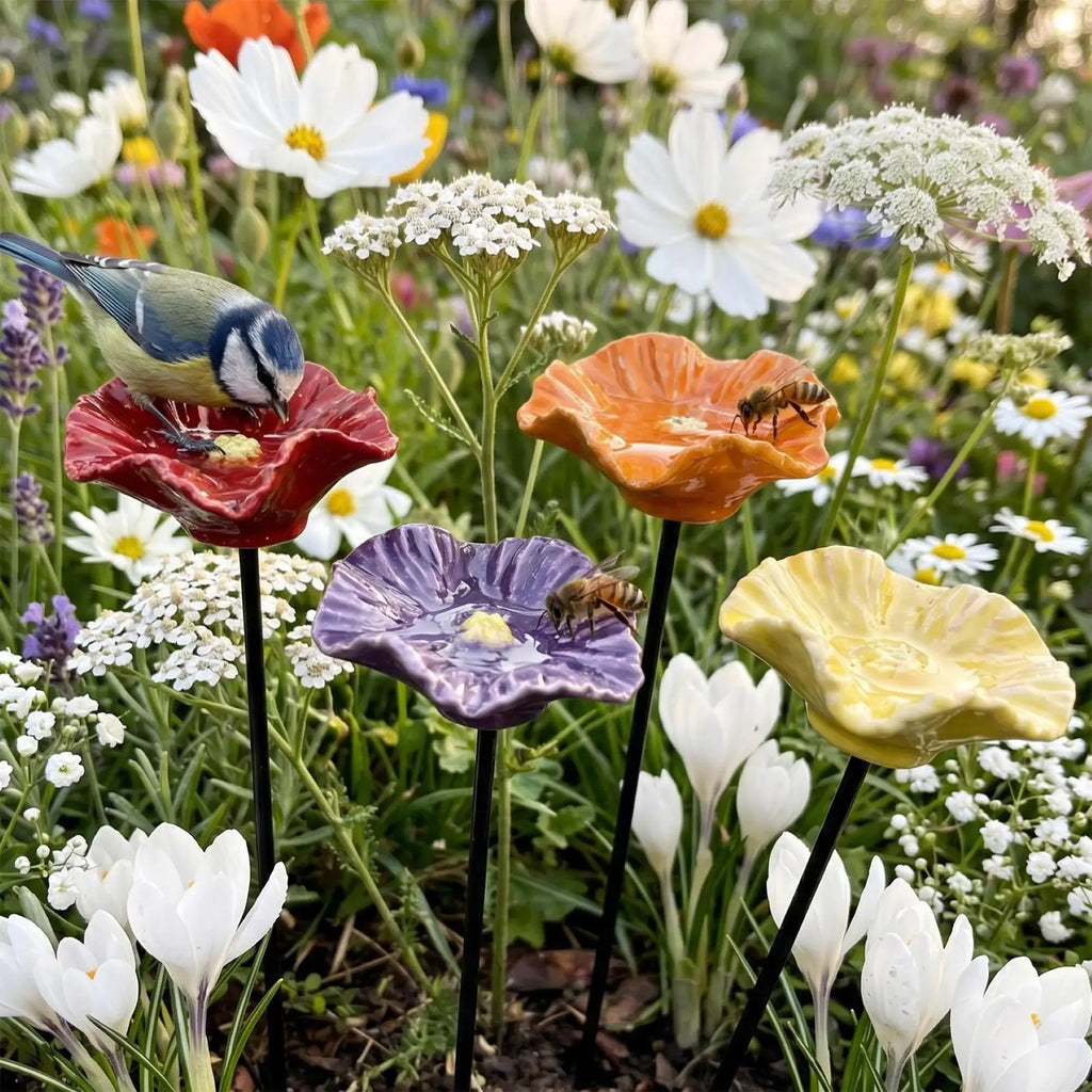 Bee Watering Station 4-Piece Flower Pollinator Drinking Bowl Pollinator Water Feeder Axl