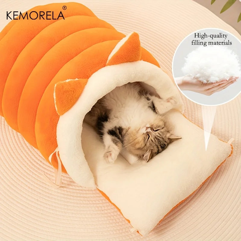 KEMORELA Cat Ear Bed – Warm Semi-Enclosed Pet Nest Cat Bed Axl