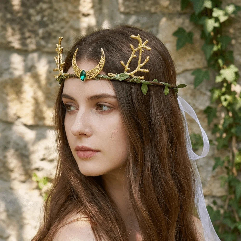 Elven Flower Crown Tiara – Rhinestone Fairy Headpiece Costume Tiara Headpiece Axl