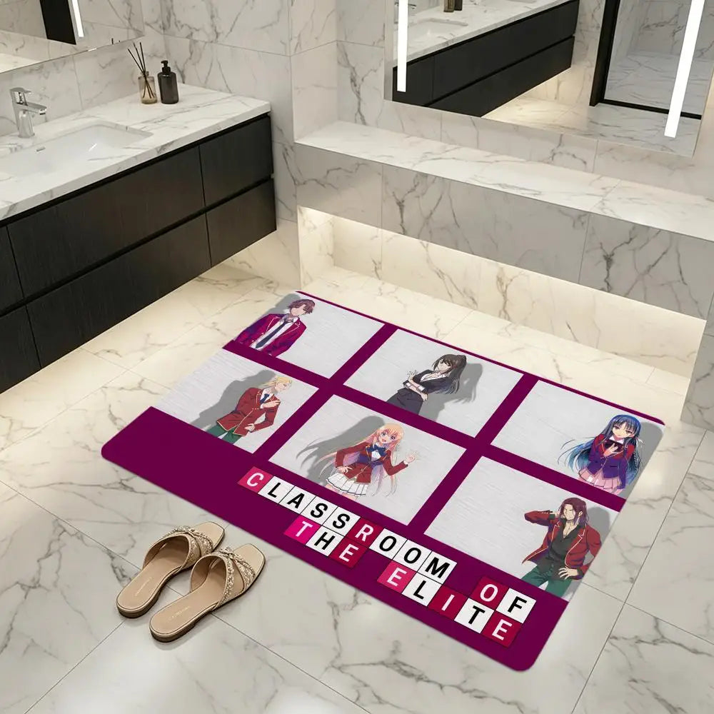 Anime Classroom Diatomite Bath Mat – Quick Dry & Anti-Slip Diatomite Bath Mat Axl