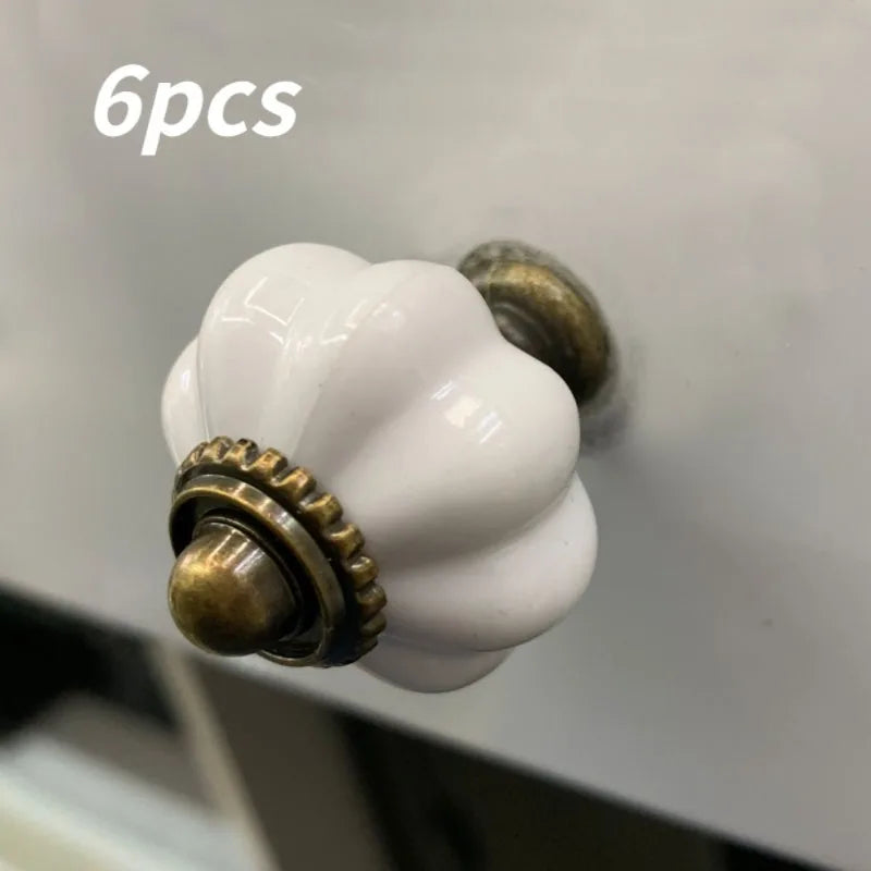 6-Pack White Pumpkin Cabinet Knobs – Vintage Drawer Pulls Cabinet Knobs Axl 6pcs
