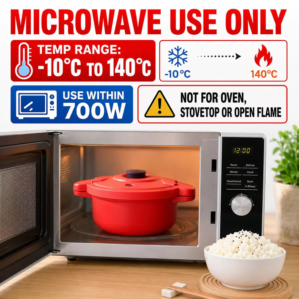 Microwave Pressure Cooker 2.3L Rice Steamer Pot – Safe Handles Microwave Steamer Pot Axl