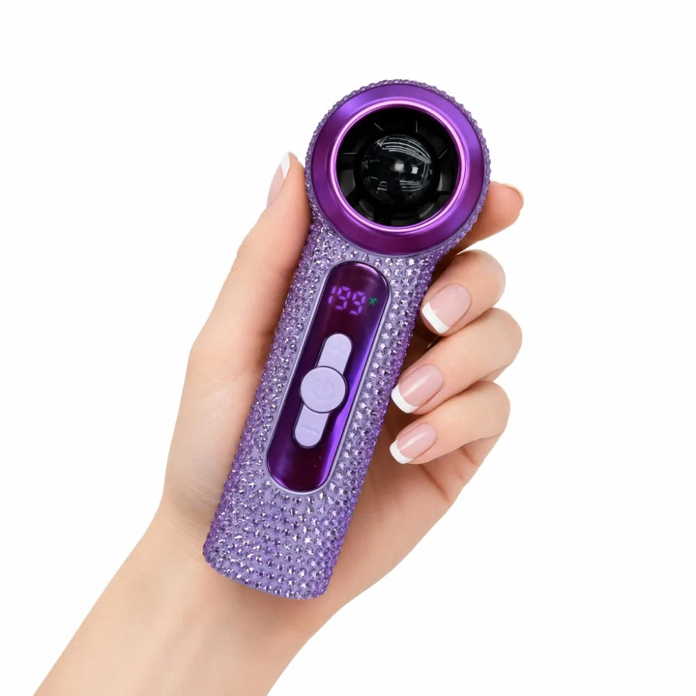Rhinestone Handheld Fan USB Rechargeable – Digital Display Portable Handheld Fan Axl Style 4