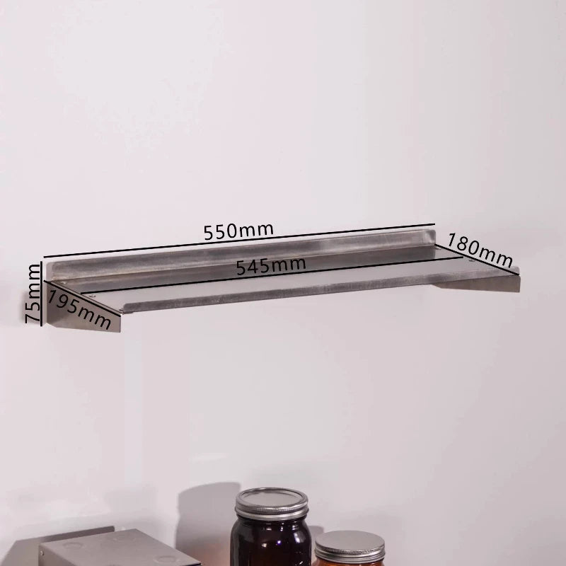 3-Tier Wall Shelf – Ash Wood & Stainless Steel Floating Shelf Wall Mounted Shelf Axl 1 Layer