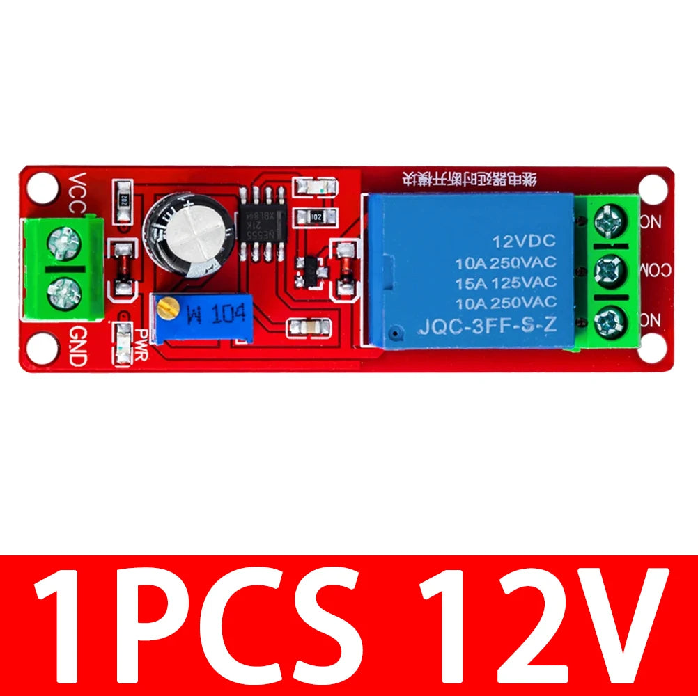 NE555 Timer Relay Module DC 5V 12V | 0–10S Adjustable Delay Timer Relay Module Axl 1PCS 12v