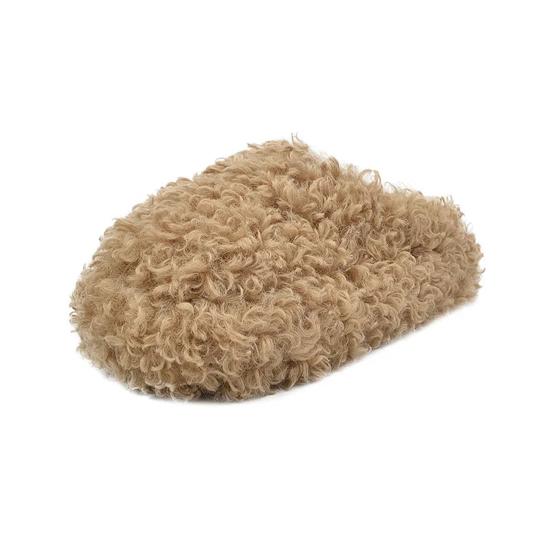 Women's Plush Flock Slippers – Hoof Heels Closed Toe Slides Women's Slippers Axl apricot 40