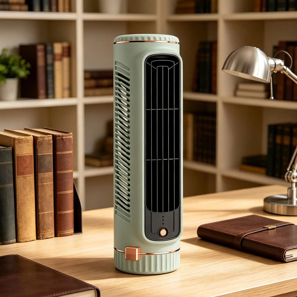 Mini Bladeless Tower Fan – USB Rechargeable, 3 Speed Portable Portable Tower Fan Axl